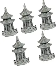 Yardenfun 5pcs Pagoda Statue Garden Ornaments Outdoor Zen Decor Bonsai Miniature Tower Statue for Small Yard Decorations