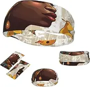 [QMNEHJ] Sports Headband for Men Women Moisture Wicking Athletic Sweatband African Girl Workout Sweat Bands Non Slip Headbands Stretchy Hairband for Running Cycling Football Yoga