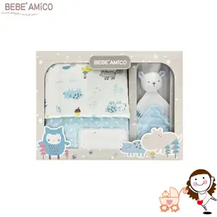 【BEBE AMICO】童趣故事四季毯禮盒(+安撫巾)(粉色/藍色) | 寶貝俏媽咪