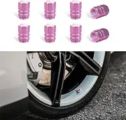 Kewucn 8 PCS Car Tire Valve Stem Caps, Aluminum Alloy Air Caps Cover with Rubber Ring, Corrosion Resistant Airtight Dust Proof Covers, Universal for SUVs, Trucks, Motorcycles and Bikes (Pink)
