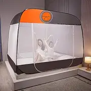 Mosquito Net,5 Sizes Bed Canopy, Portable Travel Mosquito Nets, Foldable Sanmen Mosquito Camping Curtain - Brown Rim,Grey-120 * 200cm