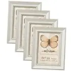 5x7 Picture Frame Set of 4 with 2 Mats, White Rustic Farmhouse Photo Frames