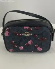 COACH CZ77 Jamie Camera Bag in Signature Canvas & Leather with Cherry Print NWT