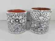 Iguala Guerrero Aztec Mayan Mugs Cups Handmade Lot of 2 Mugs