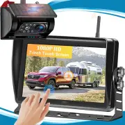 Wireless Solar Magnetic Camera 7" Touch Monitor DVR For Truck Caravan Reverse