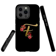 For Apple iPhone 13 Pro Max Case, Armour Back Cover, Embellished Letter F