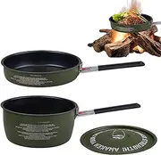 Camping Pot Set - Camping Frying Pans for Cooking - Stewing Frying Outdoor Compact Tools for Survival Backpacking Hiking Hunting RV Beach Trip Couples