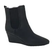 NWB Women's Anne Klein Valore Wedge Heel Bootie Size 9 Medium, Black