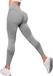 [Generic] Yoga Pants for Women Tummy Control Athletic Solid Color Sexy Trousers Regular & Plus Size, Grey, Medium