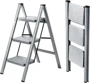 3 Step Ladder, Folding Step Stool with Anti-Slip Wide Pedal, Portable Sturdy Ste