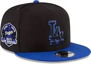 New Era LA Los Angeles Dodgers 9FIFTY Cooperstown 60th Anniversary Snapback Cap, Adjustable Hat Black Blue, Black Blue, One Size