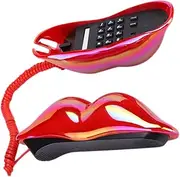 LIGHTAOTAO Red Lip Shaped Corded Telephone Unique Vintage Home Decor Creative Craft with Fun Bright Red Color for Stylish Interior Decoration