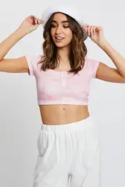 Print Tie Dye Button Front Top - Size M, Women's Trial Jersey