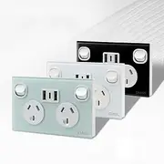 Contech CLSOL, SAA Power Points, Light Switch, Glass Panel (Ocean Blue 2 Powerpoints+USB)