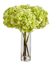 Nearly Natural 18in Hydrangea Artificial Arrangement In Glass Vase