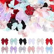 DOITOOL 180pcs Mini Bows for Crafts, Multicolor Satin Ribbon Bows for DIY Hairpin Sewing Wedding Party Favors Decorations