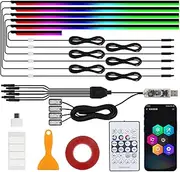 Neoflow Dynamic RGB Interior Light kit,6 Light Strips kit,Access Over 16 Million Colors and 213 Dynamic Modes,Adjustable Brightness with Various Power Sources,for car (Color)
