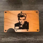 Wood Wallet Minimalist Laser Engraved with Billy Idol