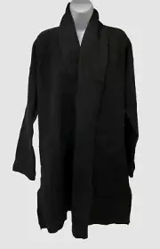 $398 Eileen Fisher Womens Black Open Front Wool High Collar Coat Jacket Size 2XS