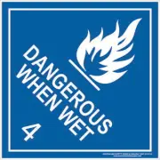 Class 4 - Dangerous When Wet - White | Hazchem Signs