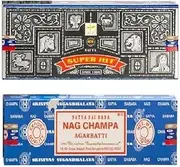 Satya Nag Champa and Superhit 100 gram Incense Sticks for Positivity, Meditation, Relaxation, Yoga, Healing