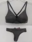 Adore Me Jet Black Marl Hayley Contour Plunge Bra 36C & XS Thong Panty Set NWT