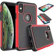 For Apple iPhone XS Max Case Drop Resistant Defender Tradies Heavy Duty Rugged Shockproof Tough Cover (Red)