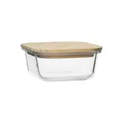Ecology Nourish 13.5cm Square Clear Glass Storage Food Container w/ Bamboo Lid