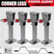 4X 440mm Corner Legs Drop Down W/Handle Steel Base 1200LBS Caravan Stabilizer