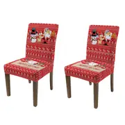 2PCS Christmas Chair Cover Stretch Removable Washable Dining Room Chair Protector Slipcovers-Snowman