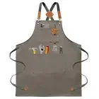 Chef Aprons for Men Women, Cotton Canvas Cross Back Adjustable Apron with Lar...