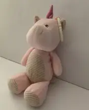 Kellytoy Kelly Baby Pink 10” Crib Toy Plush Unicorn Stipend Ran Belly & Feet