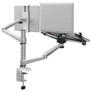 TODO Aluminium Dual Laptop + Tablet Stand Desk Clamp Mount Bracket 2 Arm