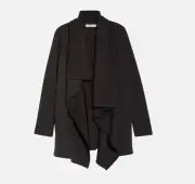 Ugg Janni Fleece Blanket Cardi Open Front Waterfall Cardigan Black sz Large NWT