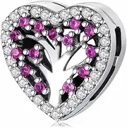 [Generic] Sparkling Family Tree Of Life Clip Charm Genuine 925 Sterling Silver Compatible With Reflexions Bracelet Reflections