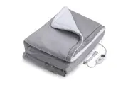 Double Side Flannel Heated Electric Throw Rug Blanket Fast Heating Warm Washable Grey Electric Blankets