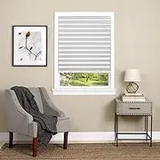 Cordless Room Darkening Temporary Pleated Vinyl Window Shades - 36 Inch Width, 75 Inch Length - White - 1-2-3 Peel N' Stick - Light Filtering Pull Down Blinds for Windows by Achim Home Decor