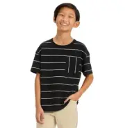 Cat & Jack Boy’s XXL 16-18 T-Shirt Black & White Striped Short Sleeve Shirt New