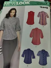 New Look 6394 Misses' 8-18 Button Front Tops Blouse Shirt Sewing Pattern NEW