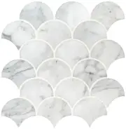 MSI SMOT-CAL-SCALOP10MM Calacatta Blanco - 11" x 13" Fan Mosaic - Blanco