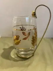 Vintage Libby #3479 1960’s Mid Century Frosted Gold Leaf Cordial Pitcher MCM