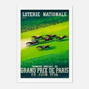 Galrie Vintage Horse Racing Art Print by Paul Colin Grand Prix de Paris 1936, White Frame, A1 60 x 84cm (23 x 33inch)