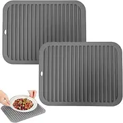 Paifeancodill Silicone Hot Pad and Pot Holder Set - 2 Pcs Non-Slip Heat Resistant Trivet Mats for Table, Countertop, and Drying (Grey)