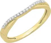 [Dazzlingrock Collection] 0.11 Carat (ctw) 14K Gold Round Cut White Diamond Ladies Anniversary Wedding Guard Contour Band