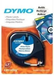 Dymo 91331 LetraTag Label Maker Refill Cartridge, 1/2"W x 13'L, White Plastic