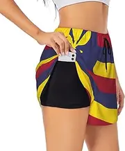 [GaxfjRu] Flag of The Kingdom of Hawaii Print Women's Running Shorts High Waisted Running Shorts Pocket Sporty Gym Elastic Short