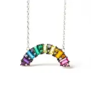 Origami Owl Silver Rainbow Hope CZ Crystal Arch Empower Necklace 16-19"