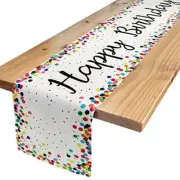 Happy Birthday Table Runner 72 Inches Table Runner 12x72 Inches White