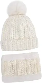 [HAPINARY] 1 Set Children's Beanie Winter Knitted Beanie Christmas Warm Scarf hat Knitting Kits for Kids Faux Fur pom pom Beanie Girl hat Keep Warm Toddler White Acrylic Santa hat