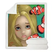 Faces of Faery #8 Girl and Clownfish Throw Blanket